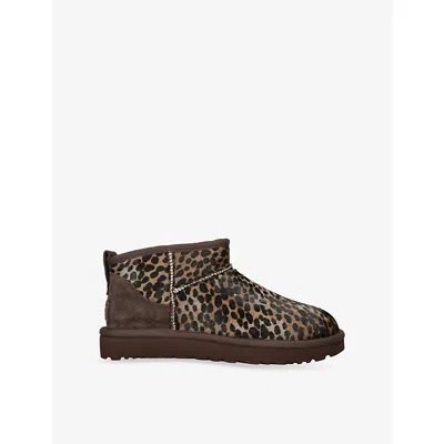 Ugg Womens Classic Ultra Mini Caspian Suede Ankle Boots Brown/oth Eur 41 / 8 Uk