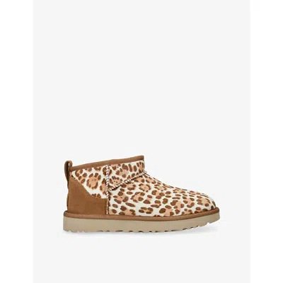 Ugg Stivaletto Donna Classic Ultra Mini Felicity Leopard Jasmine In Brown