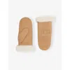Ugg Womens Chestnut Brand-embroidered Sheepskin Mittens L/xl In Brown