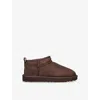 Ugg Mini Classic Platform Suede Ankle Boots In Dark Brown
