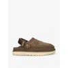 UGG WOMENS DARK BROWN GOLDENSTAR LOGO-EMBOSSED SUEDE CLOGS EUR 36 / 3 UK
