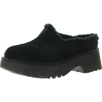 Ugg Womens Faux Fur Lined Leather Clogs In Black