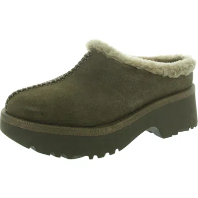 Ugg Womens Faux Fur Lined Leather Clogs In Brown