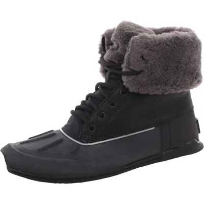 Ugg Womens Faux Fur Lined Shearling Boots In Black