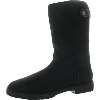 Ugg Womens Faux Fur Lined Suede Mid-calf Boots In Black