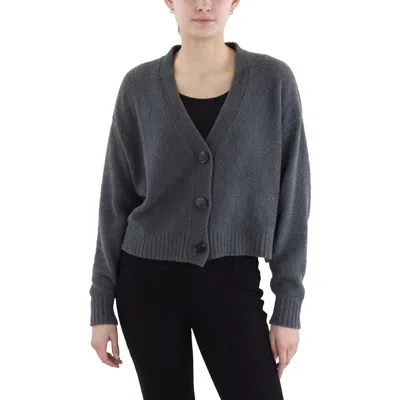 Ugg Womens Fleece Ribbed Trim Cardigan Sweater In Black