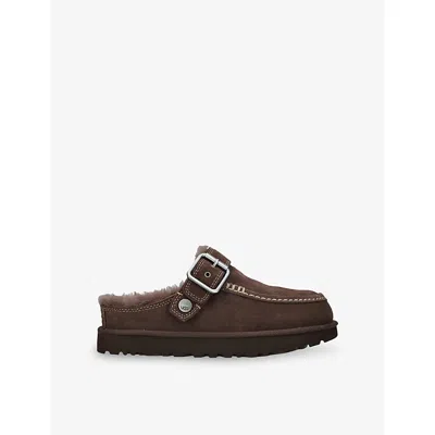Ugg Womens Goldenstar Evelina Suede Mules Dark Brown Eur 39 / 6 Uk