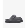Ugg Gray Mule In Mutton With 3cm Platfoarm In Grey