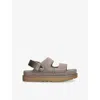 Ugg Goldenstar Glide Suede Sandals Smoke Plume In Gray