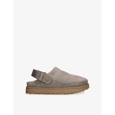 UGG WOMENS GREY/DARK GOLDENSTAR HEEL-STRAP SUEDE CLOGS EUR 38/5 UK