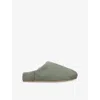 Ugg Grey Suede Slippers With Shearling Interior In Green
