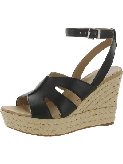 Ugg Womens Leather Wedge Sandals In Black