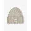 Ugg Womens Logo-patch Chunky-rib Stretch-knit Beanie Hat Light Grey In Light Grey
