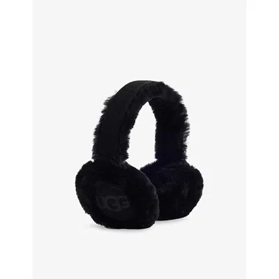 Ugg Womens Logo-embroidered Sheepskin Earmuffs Black