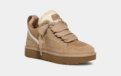 Pre-owned Ugg Womens Lowmel Sand Suede & Canvas High Top Sneakers. Free Same Day Shipping In Beige