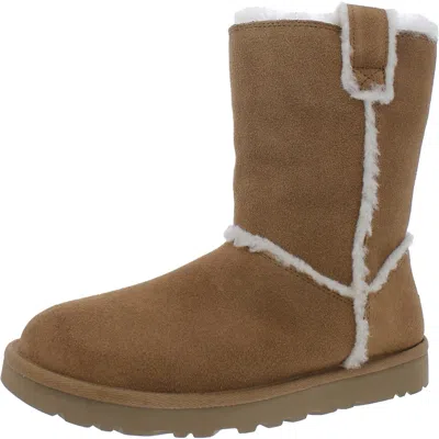Ugg Womens Suede Wool Blend Winter & Snow Boots In Brown