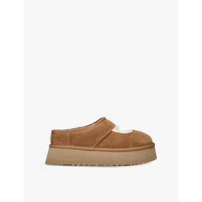 UGG WOMENS TAN BEA SUEDE MARY-JANE SLIPPERS EUR 37 / 4 UK