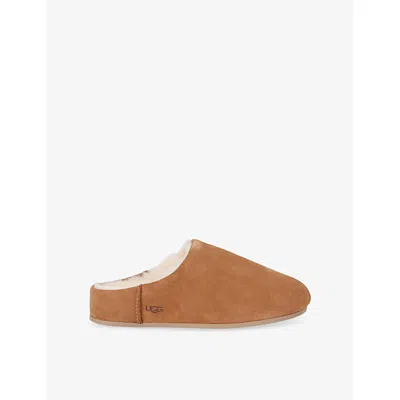 Ugg Womens Tan Elea Suede Slippers Eur 37 / 4 Uk In Brown