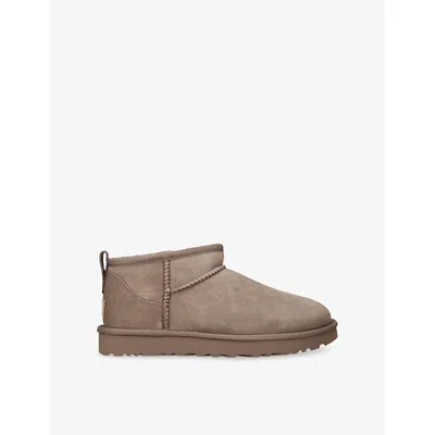 Ugg Womens Taupe Classic Ultra Mini Suede Boots Eur 37 / 4 Uk In Brown