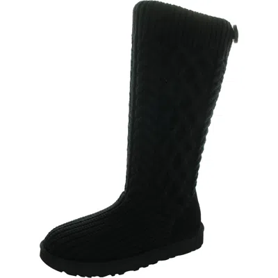 Ugg Womens Textured Wool Knee-high Boots In Black