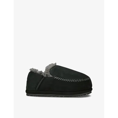 Ugg Womens Black Anders Logo-patch Suede Slippers