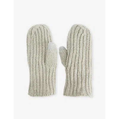 Ugg Womens Chunky Ribbed Knitted Mittens Light Grey
