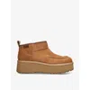 Ugg Ankle Boots High-heeled Platform Sole In Brown