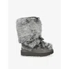 Ugg Womens Grey/p.cmb Classic Chalet Tall Faux-fur Boots Eur 38/5 Uk In Gray