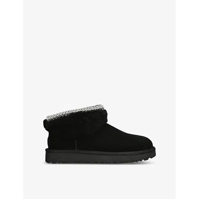UGG WOMENS BLACK CLASSIC ULTRA MINI MAXI CURLY SHEEPSKIN BOOTS EUR 38/5 UK