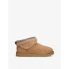 Ugg Suede Classic Ultra Mini Flatform Boots 30 In Tan
