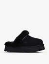 Ugg Plush Lined Black Slip-on Sandals With Thick Sole In Black