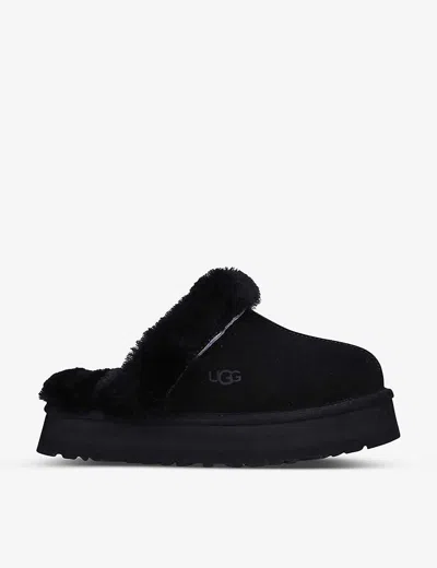 Ugg Womens Black Disquette Shearling-lined Suede Slippers Eur 36 / 3 Uk