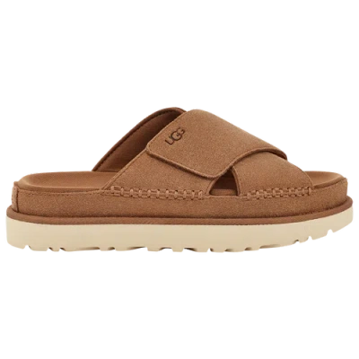 Ugg 夏季女士时尚凉鞋休闲厚底交叉舒适一字拖鞋 1137910 In Chestnut/driftwood/moss Green