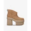 Ugg Womens Tan New Heights Mini Platform Suede Boots Eur 38/5 Uk In Brown