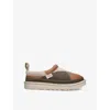 Ugg Womens Dk.brn Com Patchwork Tasman Shearling-lined Suede Slippers In Dk.brn Com
