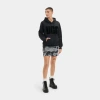 Ugg Womens  Rey Fuzzy Logo Hoodie In Black/lotus Blossom/nimbus