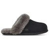 Ugg Women's Scuffette Black Grey Suede Shearling Slippers In Black/grey