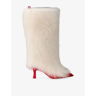 UGG WOMENS WHITE/RED UGG X AMBUSH LEATHER HEELED BOOTS EUR 38/5 UK