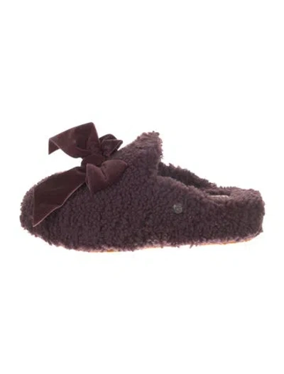 Pre-owned Ugg Wool Bow Accents Mules In Purple