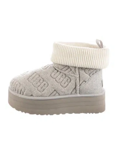 Pre-owned Ugg Wool Colorblock Pattern Lace-up Boots In Gray