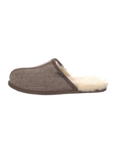 Pre-owned Ugg Wool Colorblock Pattern Mules In Brown