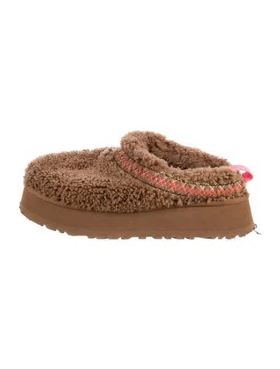 Pre-owned Ugg Wool Embroidered Accent Mules In Brown