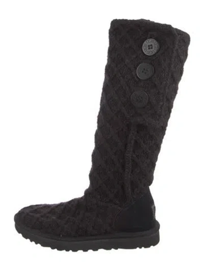 Pre-owned Ugg Wool Lace-up Boots In Black