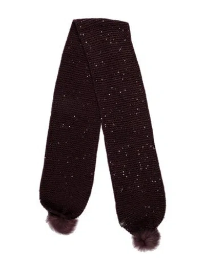 Pre-owned Ugg Wool Patterned Scarf In Purple