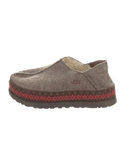 Pre-owned Ugg Wool Patterned Slippers In Grey