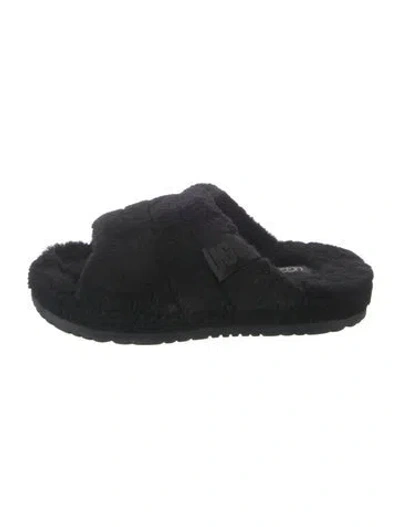 Pre-owned Ugg Wool Slides In Black