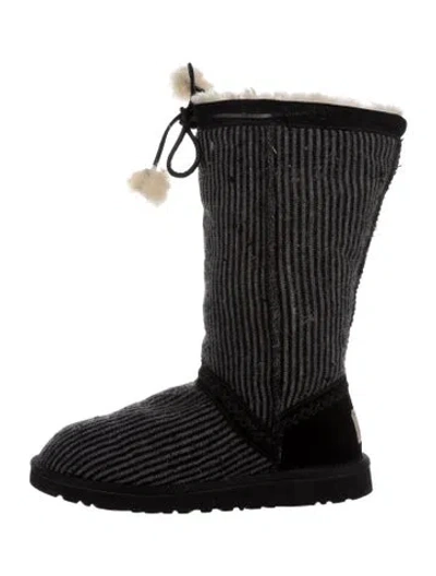Pre-owned Ugg Wool Striped Slouch Boots In Grey