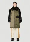 Ugg X Feng Chen Wang Faux-fur Sleeve Long Coat In Khaki