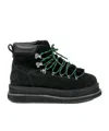 Ugg X Sacai Fur-trim Lace-up Ankle Boots In Black