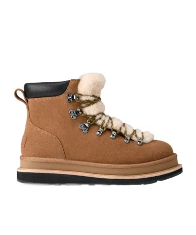UGG UGG X SACAI FUR-TRIM LACE-UP ANKLE BOOTS